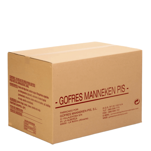 Caixa de 144 massas de gofres Manneken-Pis congeladas