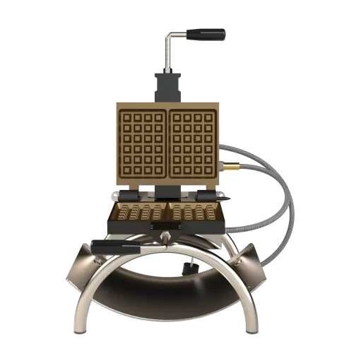 Gofrera de acero fresado y fundido para 2 gofres de Lieja - 4x6 dientes