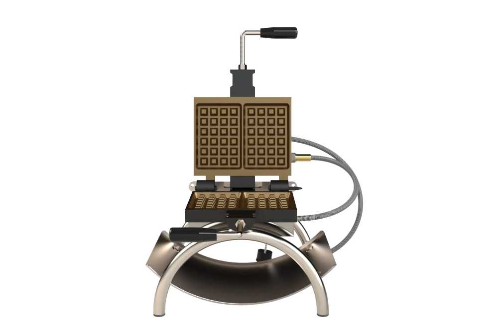 Gofrera de acero fresado y fundido para 2 gofres de Lieja - 4x6 dientes