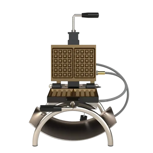 Gofrera de acero fresado y fundido para 2 gofres de Lieja - 4x6 dientes